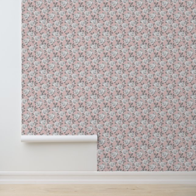 Elegant Rose Garden in Pink Wallpaper (Application)
