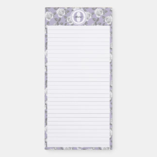 Elegant Rose Garden Monogram Lavender Magnetic Notepad