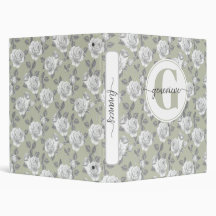 Elegant Rose Garden Monogram Sage Green