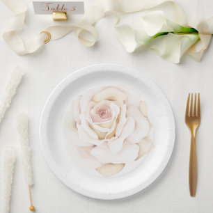 Elegant Rose Garden Pastel Pink Floral Wedding Paper Plates