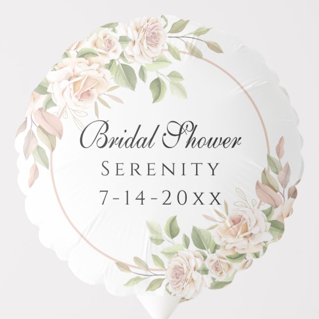 Elegant Rose Garden Pink Floral Bridal Shower Balloon (Front)