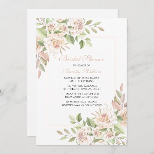 Elegant Rose Garden Pink Floral  Wedding Invitation
