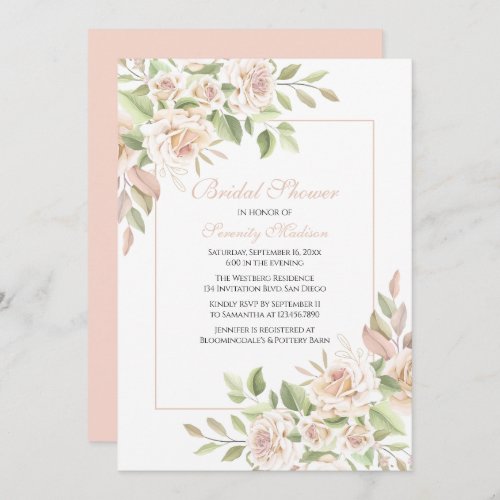 Elegant Rose Garden Pink Floral  Wedding  Invitation