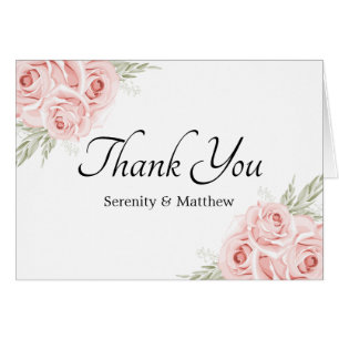 Elegant Rose Garden Pink Floral Wedding Thank You Cards