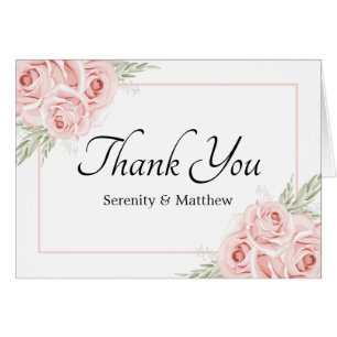 Elegant Rose Garden Pink Floral Wedding Thank You Cards