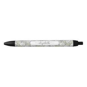 Elegant Rose Garden Sage Green Pen