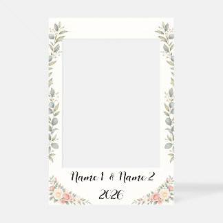 Elegant Rose Garden Wedding Photo Prop Selfie Frame