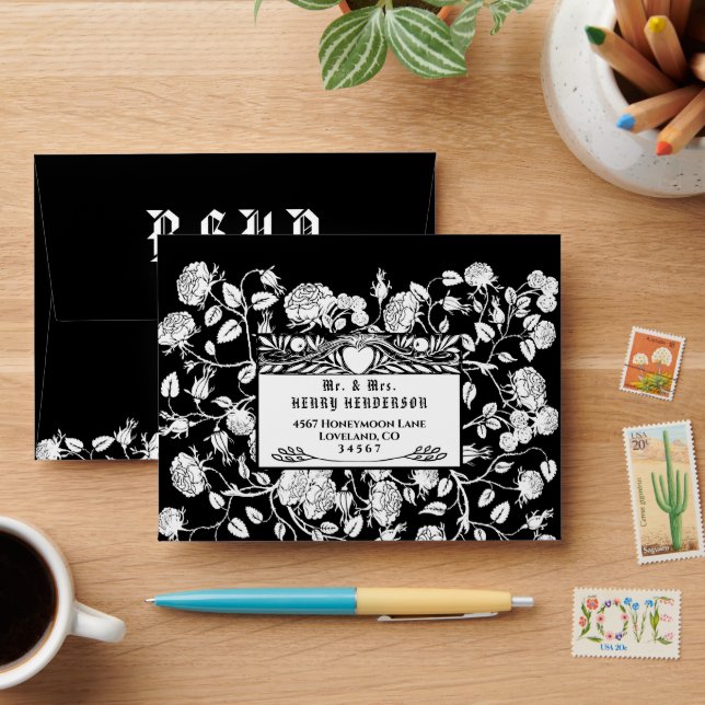 Elegant Rose Garden Wedding RSVP Response   Envelope (Desk)