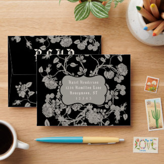 Elegant Rose Garden Wedding RSVP Response Envelope