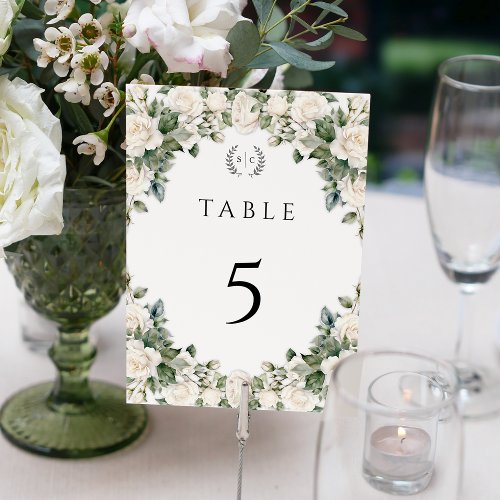 Elegant Rose Garden Wedding  Table Number