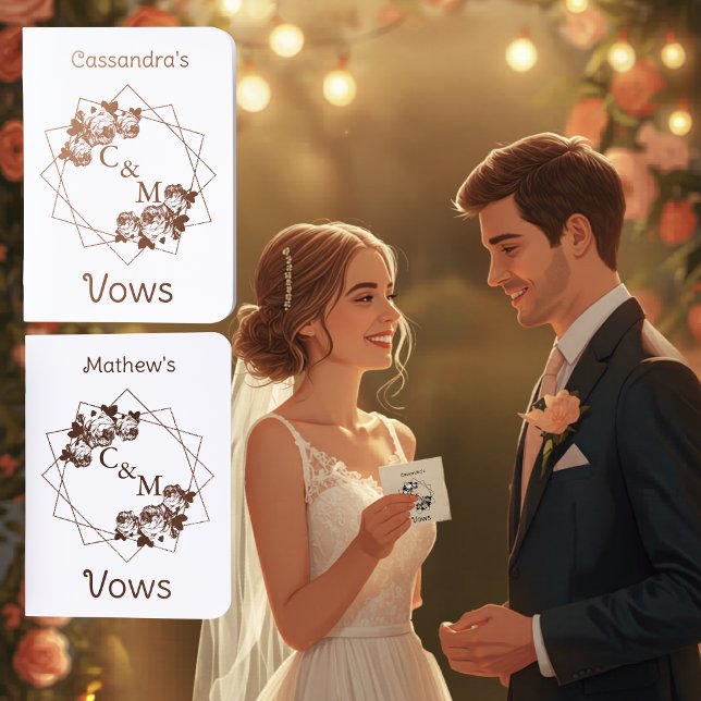 Elegant Rose & Geo Mongram & Names Rose Gold Foil Vow Books (Elegant Rose & Geo Monogram & Names Rose Gold Foil Vow Books)