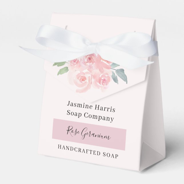 Elegant Rose Geranium Handcrafted Soap Favor Box (Front Side)