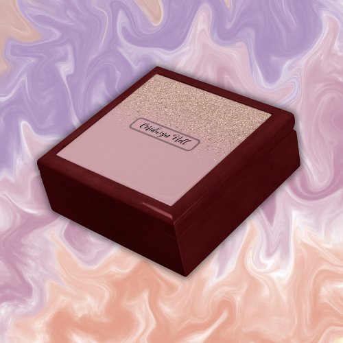 Elegant Rose Glitter Monogram Name  Gift Box
