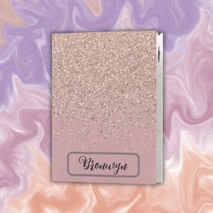 Elegant Rose Glitter Monogram Name Pocket Folder