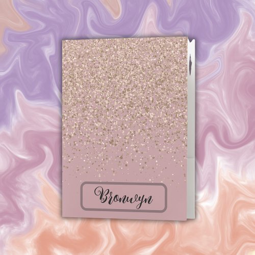 Elegant Rose Glitter Monogram Name  Pocket Folder