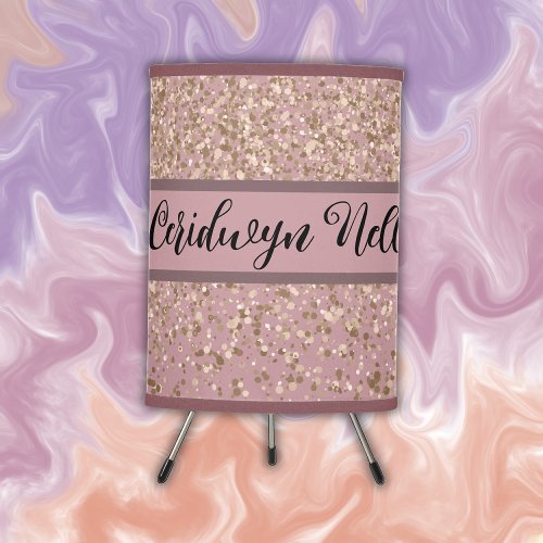 Elegant Rose Glitter Monogram Name  Tripod Lamp