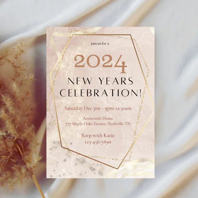 Elegant Rose Gold 2024 New Year Party Invitation R 8j72yn 644.webp