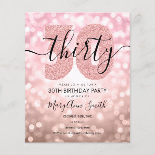 Elegant Rose Gold 30th Birthday Party Invite  Flyer