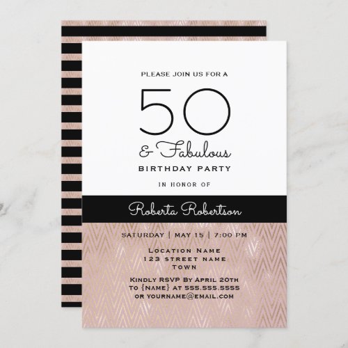 Elegant Rose Gold 50th Birthday Invitation