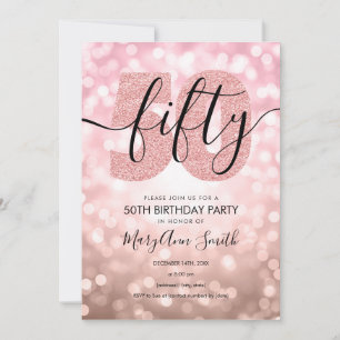 Elegant Rose Gold 50th Birthday Party Invitation