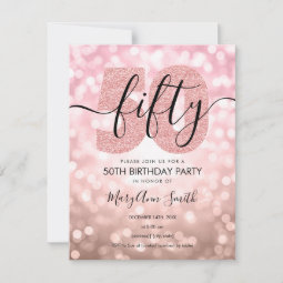 Elegant Rose Gold 50th Birthday Party Invitation | Zazzle