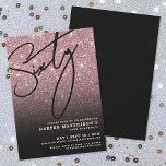 Elegant Rose Gold 60th Birthday Invitation<br><div class="desc">Celebrate in style with this elegant yet modern 60th Birthday Party Invitation, perfect for marking a milestone in chic fashion. The design features a faux rose gold glitter background with a smooth black gradient at the bottom that fades into the glitter for a dramatic, stylish finish. A large “Sixty” appears...</div>