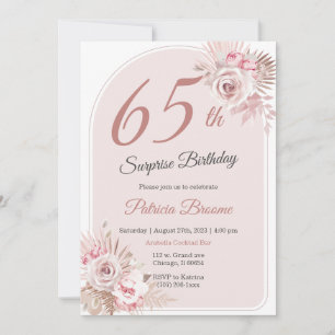 Elegant Rose Gold 65th Surprise Birthday Party Invitation