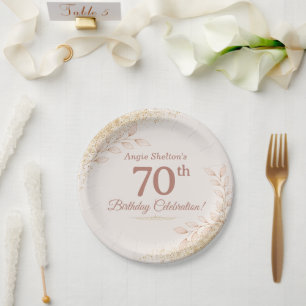 Elegant Rose Gold 70th Birthday Celebration  Paper Plates