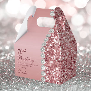 Elegant Rose Gold 70th Birthday Favor Boxes