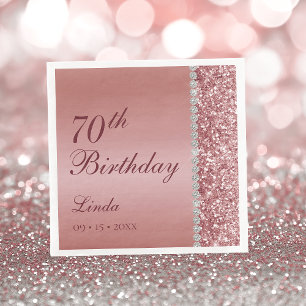 Elegant Rose Gold 70th Birthday Napkins