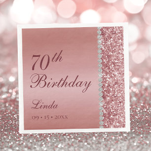 Elegant Rose Gold 70th Birthday Napkins