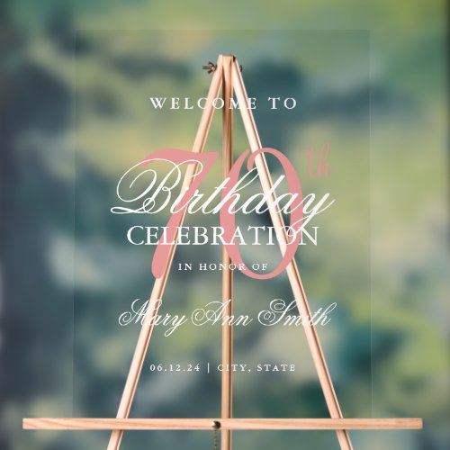 Elegant Rose Gold 70th Birthday Party Welcome  Acrylic Sign