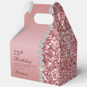 Elegant Rose Gold 75th Birthday Favor Boxes