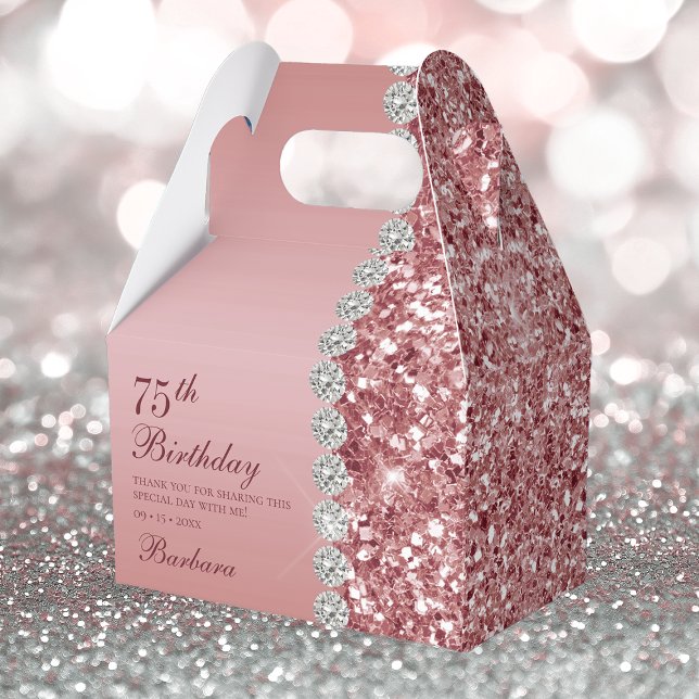 Elegant Rose Gold 75th Birthday Favor Boxes (Creator Uploaded)