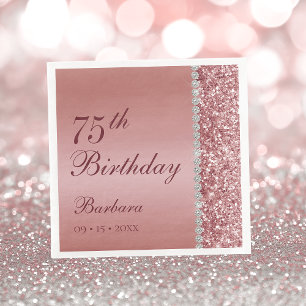 Elegant Rose Gold 75th Birthday Napkins
