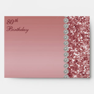 Elegant Rose Gold 80th Birthday Envelope