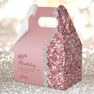 Elegant Rose Gold 80th Birthday Favor Boxes