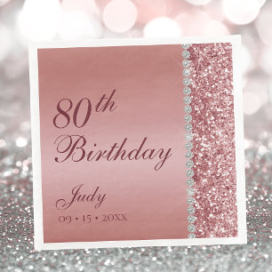 Elegant Rose Gold 80th Birthday Paper Dinner Napkins