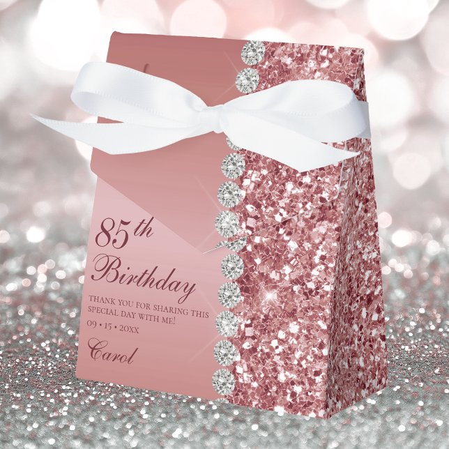 Elegant Rose Gold 85th Birthday Favor Boxes (Creator Uploaded)