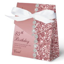 Elegant Rose Gold 85th Birthday Favor Boxes