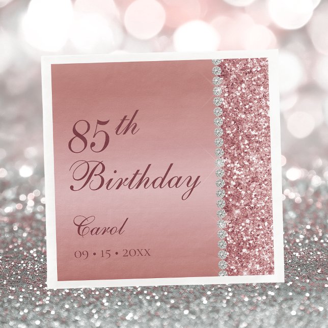 Elegant Rose Gold 85th Birthday Napkins (Creator Uploaded)