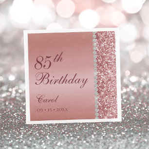 Elegant Rose Gold 85th Birthday Napkins