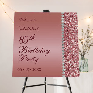 Elegant Rose Gold 85th Birthday Party Welcome Sign