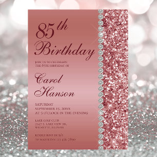 Elegant Rose Gold 85th Photo Birthday Party Invitation