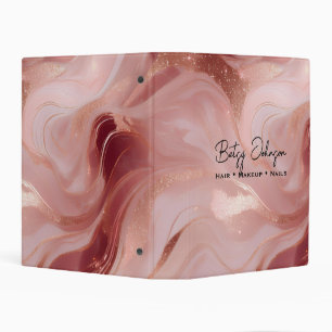 Elegant Rose Gold and Glitter Marbled Mini Binder