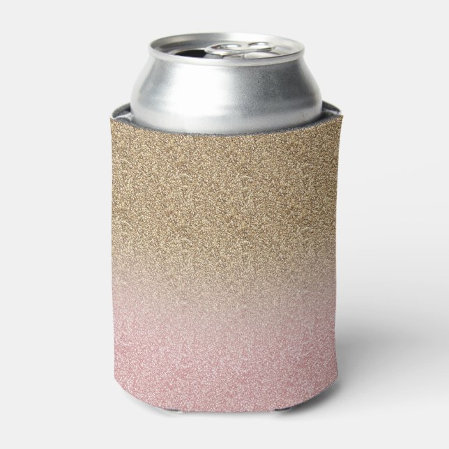 Elegant Rose Gold and Gold Glitter Sparkles photo Can Cooler (Can Front)