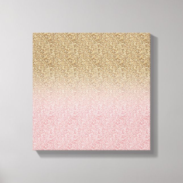 Elegant Rose Gold and Gold Glitter Sparkles photo Canvas Print (Front)