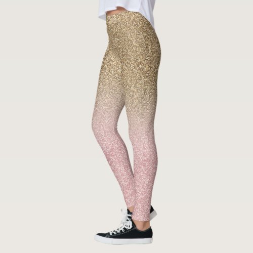 Elegant Rose Gold and Gold Glitter Sparkles photo Leggings