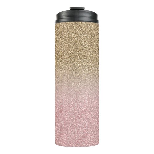 Elegant Rose Gold and Gold Glitter Sparkles photo Thermal Tumbler