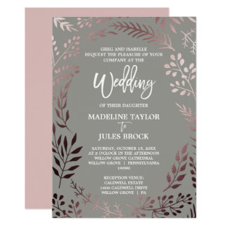 Elegant Rose Gold and Gray | Formal Wedding Card